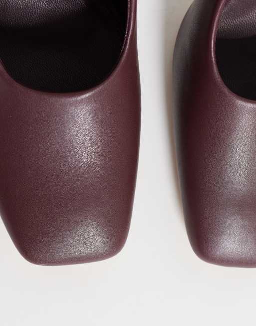 Public Desire Wintour square toe heeled pumps in burgundy, 5 of 5