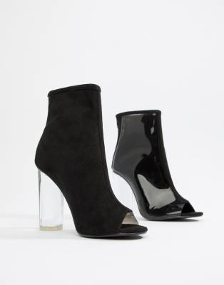 black clear ankle boots