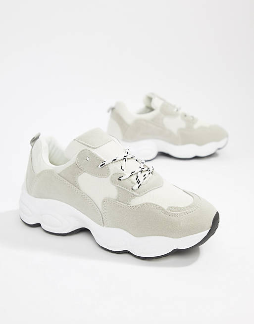 Public Desire Wolf white and gray mix chunky sneakers