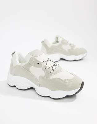 grey and white chunky trainers
