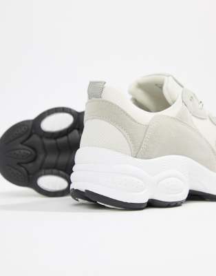 grey and white chunky trainers