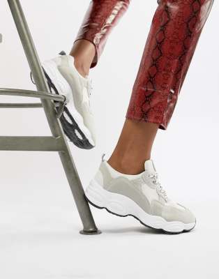 grey and white chunky trainers