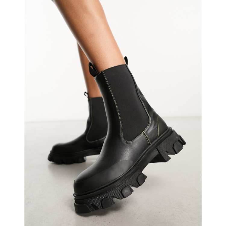 BLACK & ORANGE CONTRAST CHELSEA CHUNKY BOOT