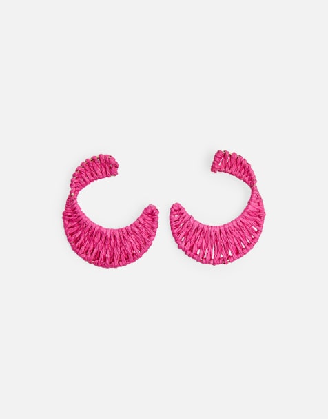 Public Desire Woven hoop earrings in pink - view 1