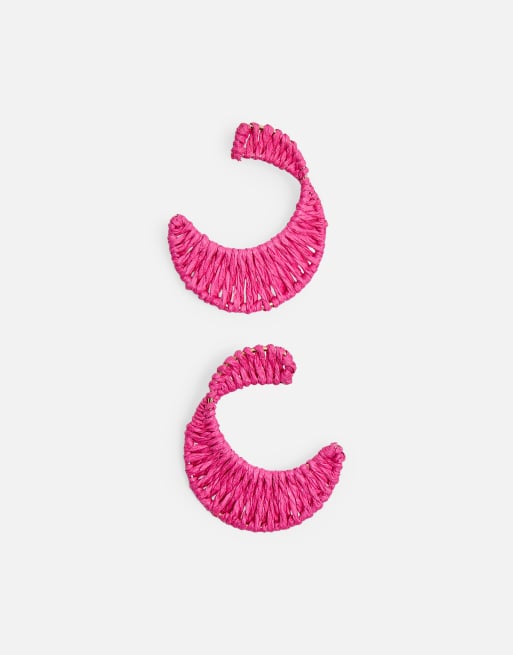 Public Desire Woven hoop earrings in pink, 2 of 3