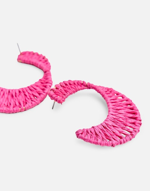 Public Desire Woven hoop earrings in pink, 3 of 3