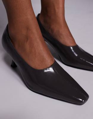 Public Desire Wren Kitten Heel Court Shoes In Black