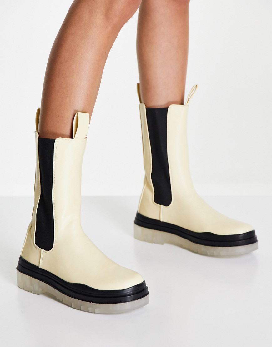 Wynter translucent sole boots in cream-White