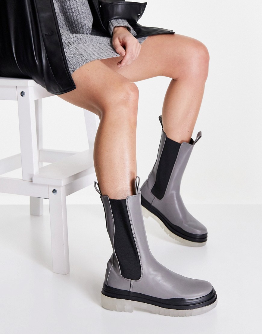 Public Desire Wynter Translucent Sole Boots In Gray