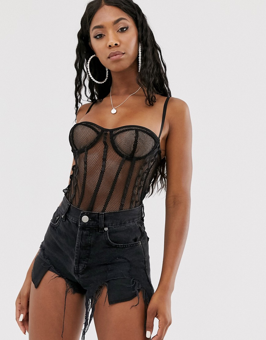 Public Desire X Lissy Roddy structured mesh body-Black