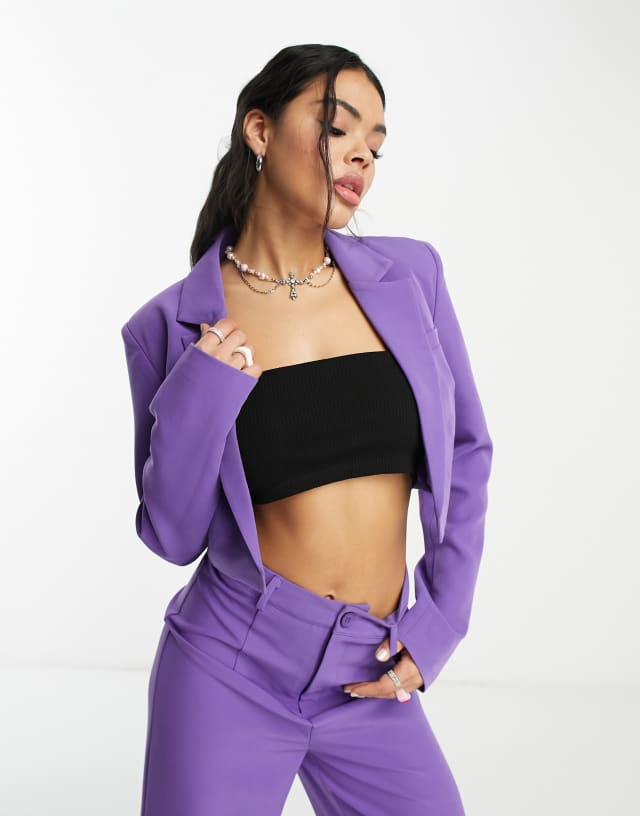 Public Desire x Paris Artiste Exclusive cropped blazer in purple - part of a set