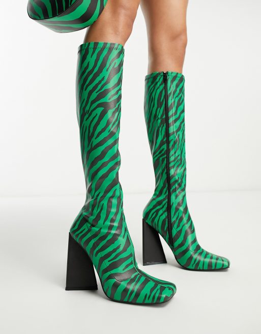 Lime green over outlet the knee boots