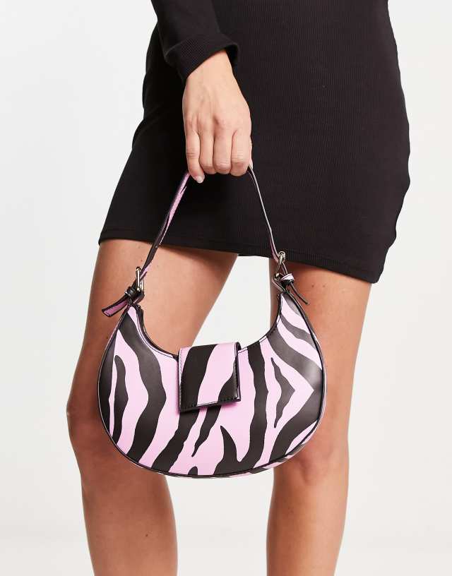 Public Desire x Paris Artiste Exclusive The Como shoulder bag in purple zebra