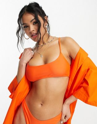 Public Desire x Paris Artiste low cut crop bikini top in bright orange