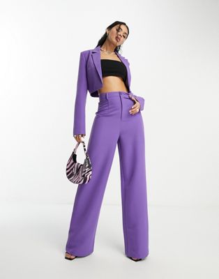Public Desire x Paris Artiste Exclusive tailored wide leg trouser co-ord in purple