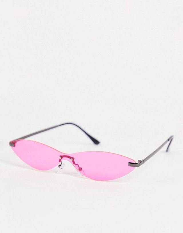Public Desire Y2k cat eye sunglasses in neon pink