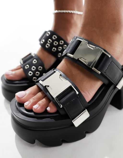 サンダル・ミュール  Public Desire Yuki chunky sondal with western hardware Public Desire Yuki chunky sandal with western hardware in