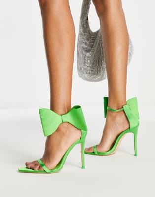 Zeal oversized bow heeled sandals in green