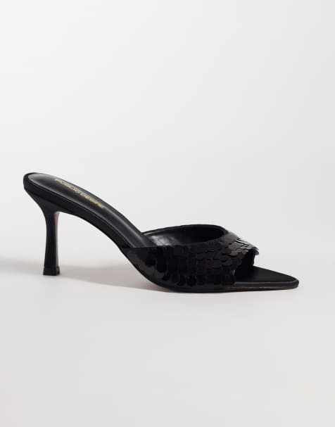 Public Desire Zorya Mules mit Absatz und schwarzen Pailletten - view 1