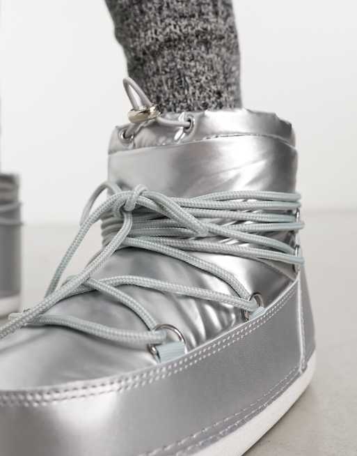 Public Desire Zuri low ankle snow boot in metallic silver | ASOS