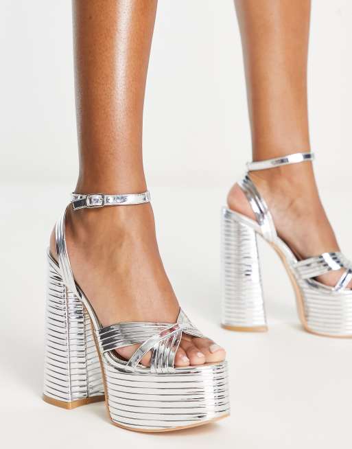 Silver metallic deals platform heels