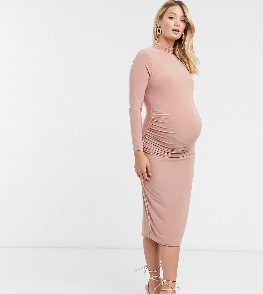 фото Пудрово-розовое платье миди missguided maternity-розовый