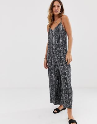 Pukas Bali jumpsuit in charcoal print-Black