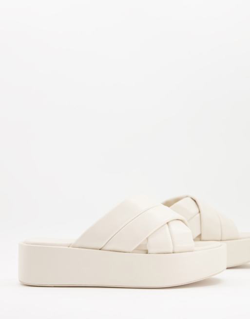 Pull and Bear platform sandal in ecru