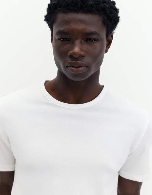 Pull & Bear – Basic – Slim-Fit-T-Shirt in Weiß, 3 von 7