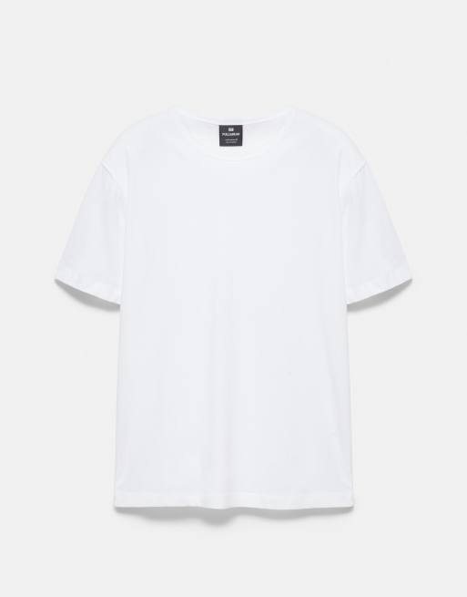 Pull & Bear – Basic – Slim-Fit-T-Shirt in Weiß, 5 von 7