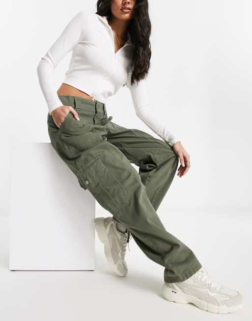 Girls Outfit - Pantalon Cargo Femme Vert Kaki 