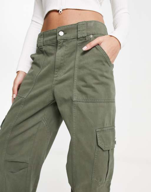 Pull&Bear smart pintuck pants in khaki