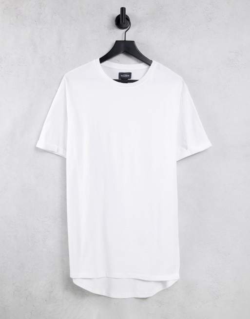 Pull & Bear - Lang T-shirt met basic pasvorm in wit