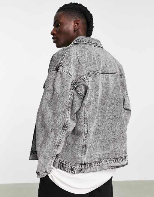 Pull Bear oversized denim jacket in grey