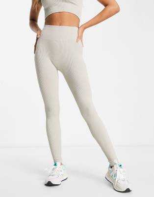 Pull&Bear seamless high waisted leggings and top in gray - part of a set