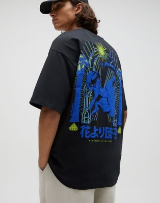 Pull & Bear tshirt with blue and green back print