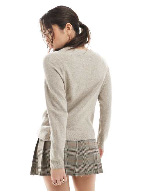Pull en maille à col rond beige chiné, 4 de 4
