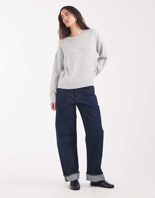 Pull en maille à col rond Only en gris clair, 2 de 4