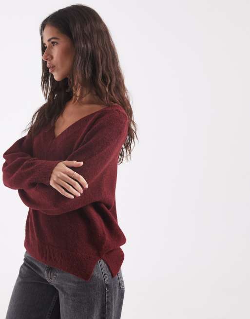 Pull en maille réversible bordeaux foncé, 4 de 4