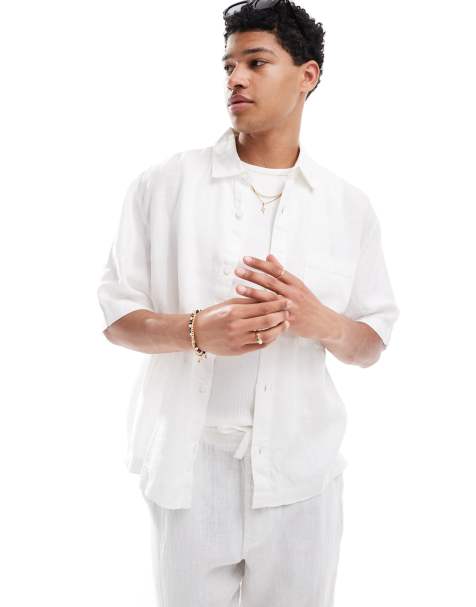 Pull&Bear 100% linen shirt in white - part of a set - view 1