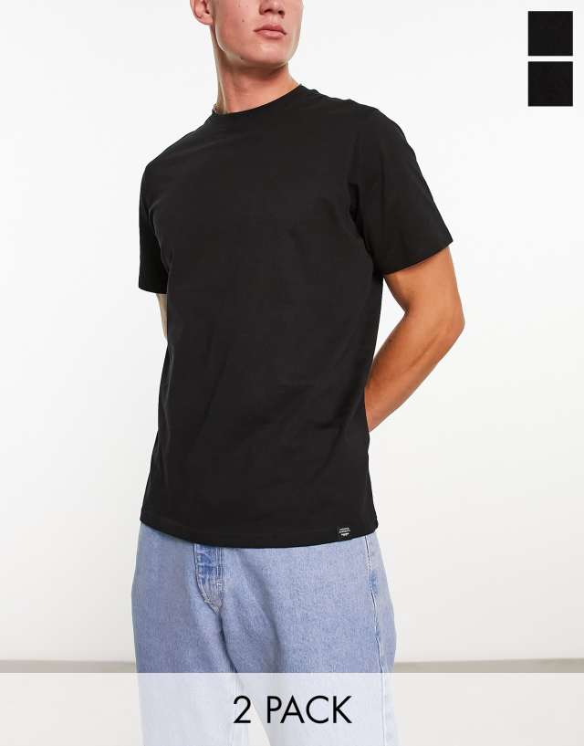 Pull&Bear 2 pack basic t-shirt in black