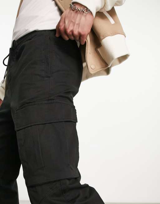 Pull&Bear 2 pack cargo pants in black