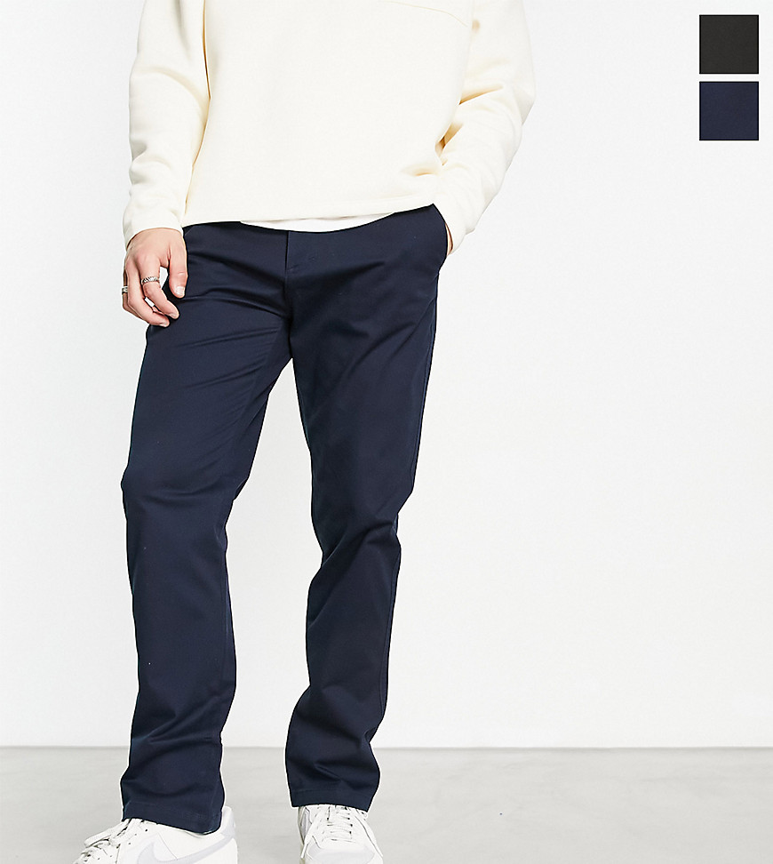 Pull & Bear 2 pack chinos in black and navy-Multi