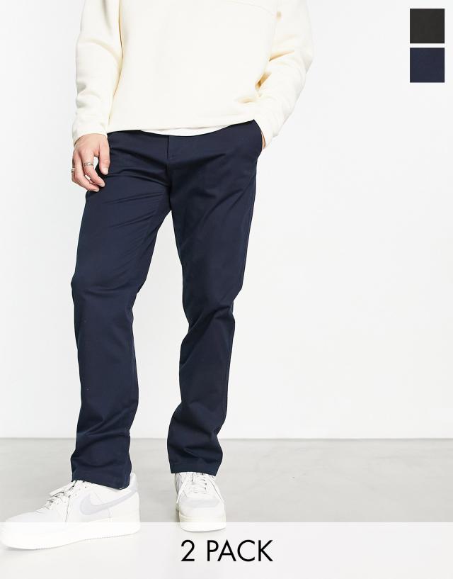 Pull&Bear - 2 pack chinos in black and navy