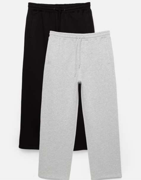 Pull&Bear 2-pack joggingbyxor i gråmelerad och svart - view 1