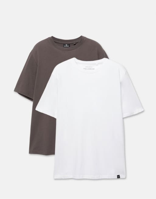 Pull&Bear 2-pack of basic t-shirts in bluish grey, 2 of 4