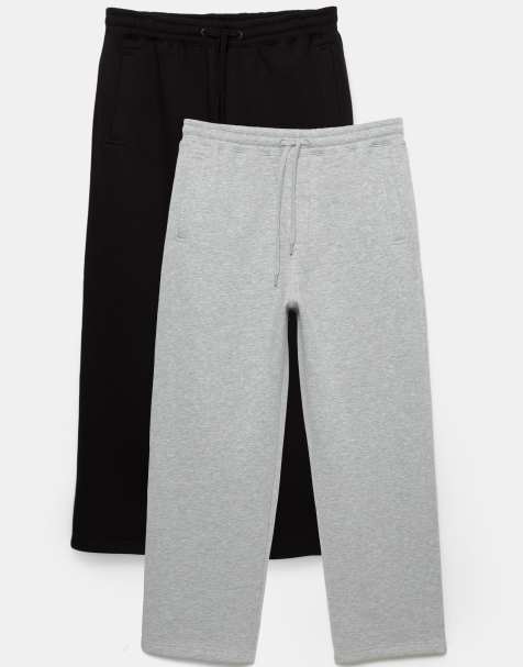Pull&Bear 2-pack of jogger trousers in grey marl