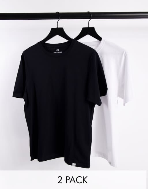 Pull&Bear 2 pack of t-shirts in black & white