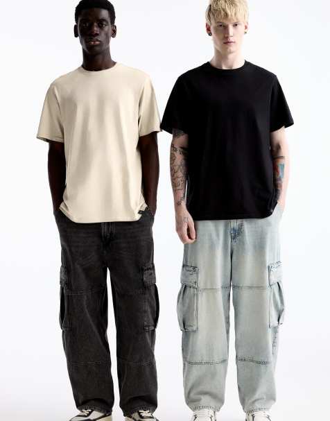 Pull&Bear 2-pack of t-shirts in sand - view 1