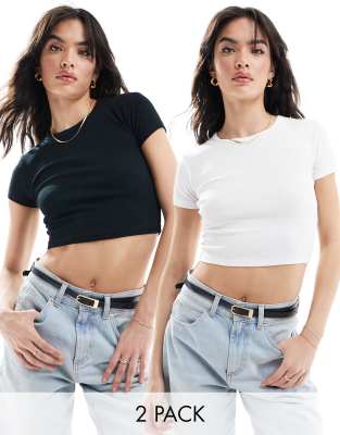 Pull & Bear 2-pack Polyamide Baby Tees In Black